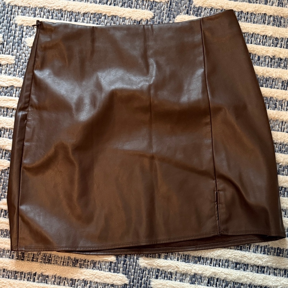 Old Navy Brown Faux Leather Mini Skirt